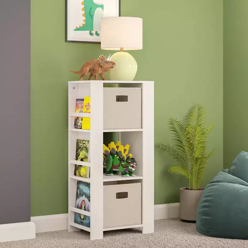 Tour de rangement pour livres et jouets pour enfants avec 3 casiers et 6 étagères à livres, blanc