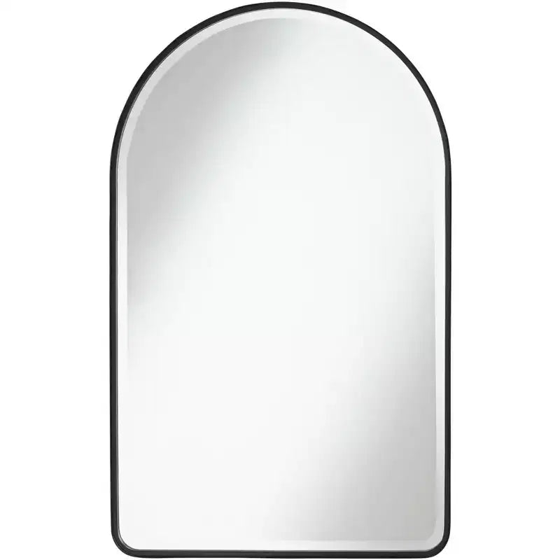 Uttermost Clara Arch Top Vanity Decorative Wall Mirror Modern Beveled Matte Black Metal Frame 24 Wide for Bathroom Bedroom Living Room Home Entryway