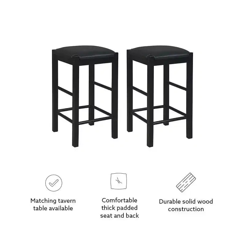 Tabourets de bar à hauteur de comptoir sans dossier en similicuir