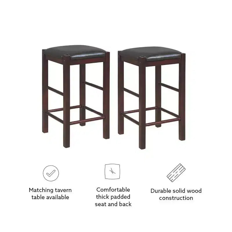 Tabourets de bar à hauteur de comptoir sans dossier en similicuir