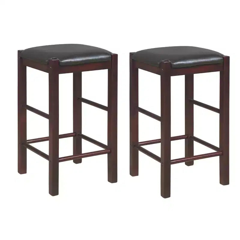 Tabourets de bar à hauteur de comptoir sans dossier en similicuir