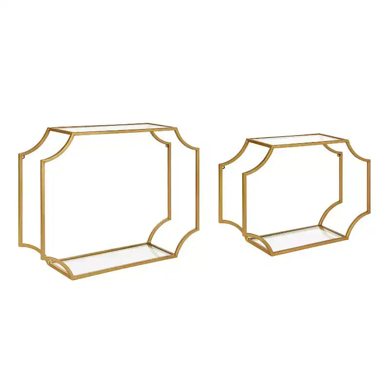 2pc Ciel Modern Glam Metal Wall Shelf Set - Kate & Laurel All Things Decor