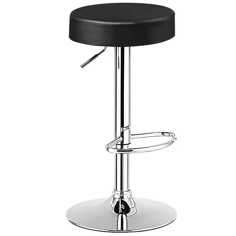 Tabouret de bar rond réglable pivotant en cuir synthétique avec repose-pieds Blanc\ Noir\ Rouge