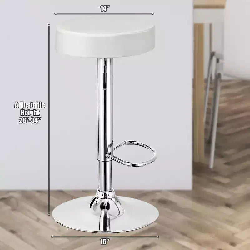 Tabouret de bar rond réglable pivotant en cuir synthétique avec repose-pieds Blanc\ Noir\ Rouge