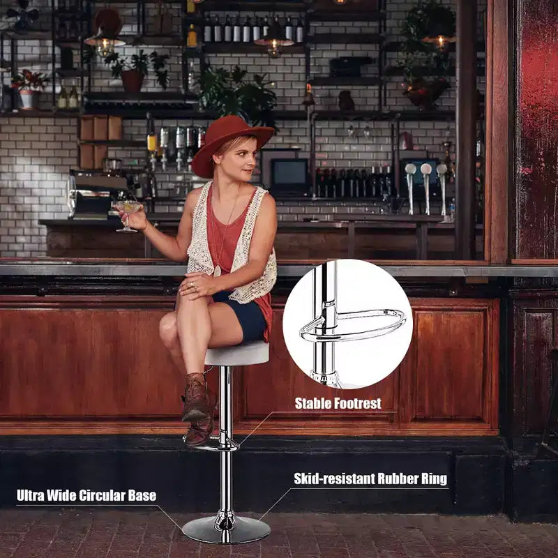 Tabouret de bar rond réglable pivotant en cuir synthétique avec repose-pieds Blanc\ Noir\ Rouge