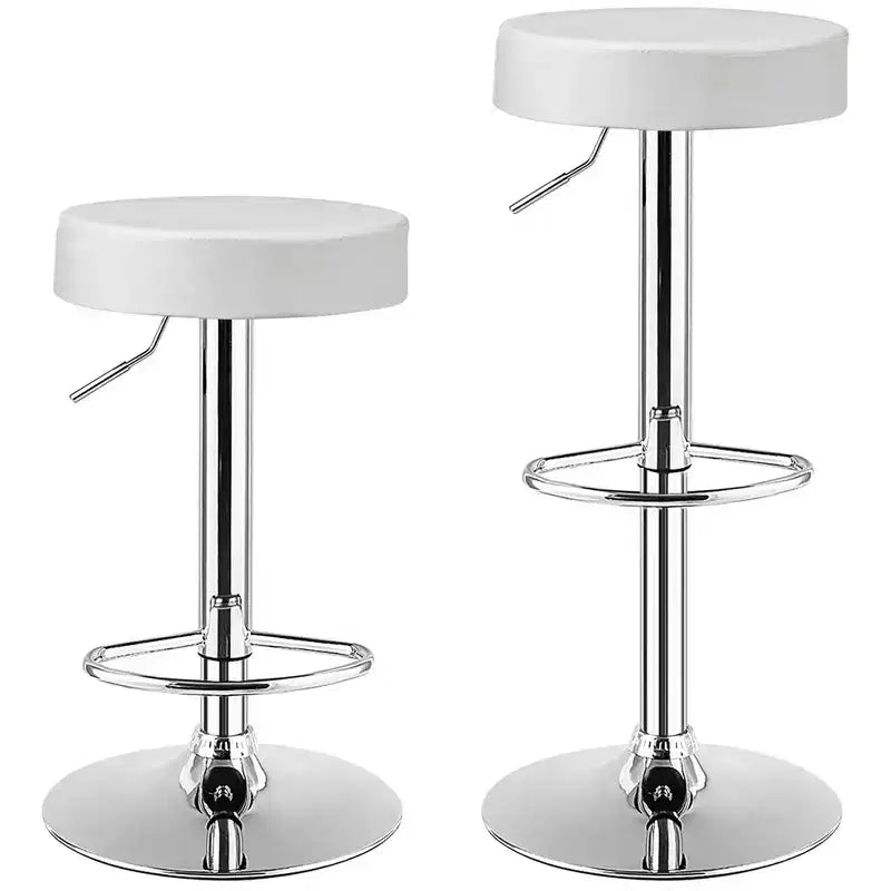 Tabouret de bar rond réglable pivotant en cuir synthétique avec repose-pieds Blanc\ Noir\ Rouge