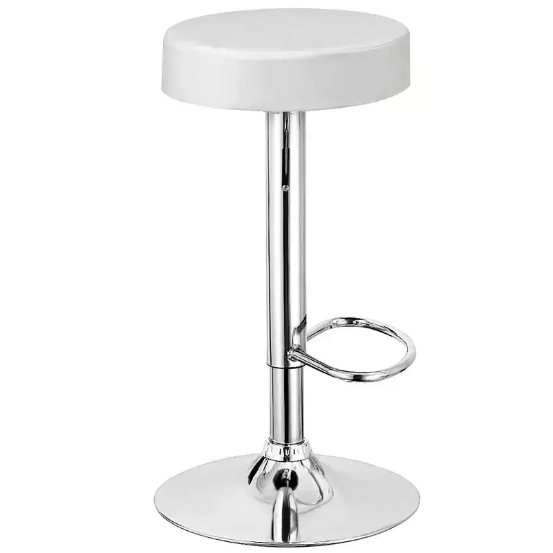Tabouret de bar rond réglable pivotant en cuir synthétique avec repose-pieds Blanc\ Noir\ Rouge