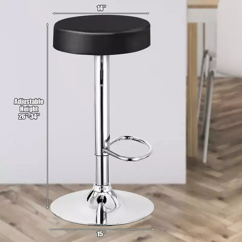 Tabouret de bar rond réglable pivotant en cuir synthétique avec repose-pieds Blanc\ Noir\ Rouge