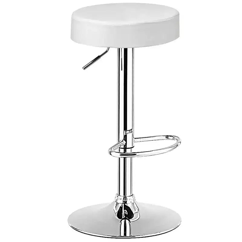 Tabouret de bar rond réglable pivotant en cuir synthétique avec repose-pieds Blanc\ Noir\ Rouge