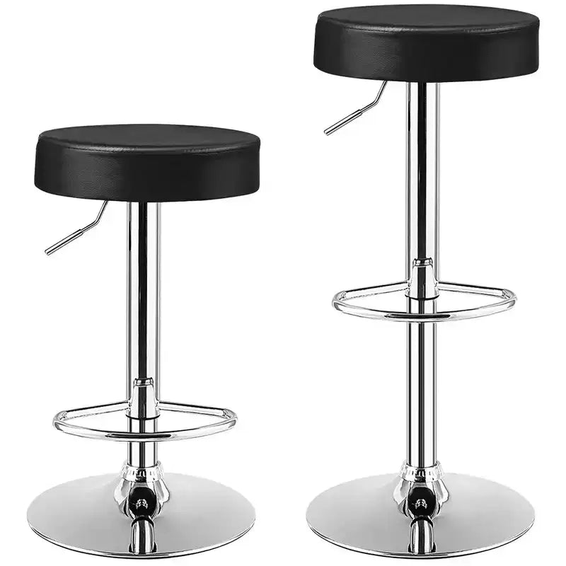 Tabouret de bar rond réglable pivotant en cuir synthétique avec repose-pieds Blanc\ Noir\ Rouge