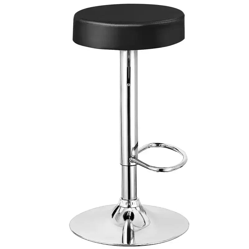 Tabouret de bar rond réglable pivotant en cuir synthétique avec repose-pieds Blanc\ Noir\ Rouge
