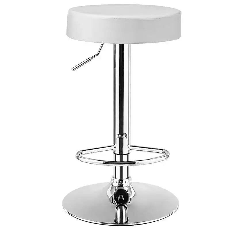 Tabouret de bar rond réglable pivotant en cuir synthétique avec repose-pieds Blanc\ Noir\ Rouge