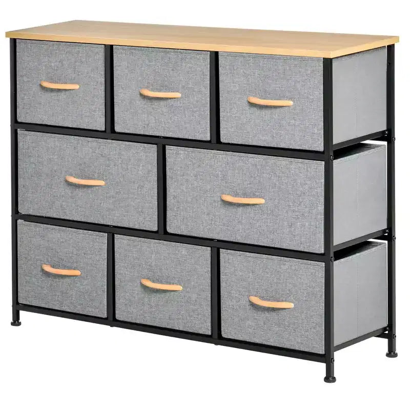 Commode à 8 tiroirs, Tour de rangement à 3 niveaux en tissu, Unité d'organisation de tour de rangement
