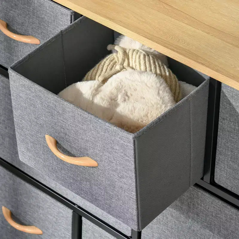Commode à 8 tiroirs, Tour de rangement à 3 niveaux en tissu, Unité d'organisation de tour de rangement