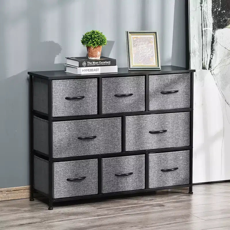 Commode à 8 tiroirs, Tour de rangement à 3 niveaux en tissu, Unité d'organisation de tour de rangement