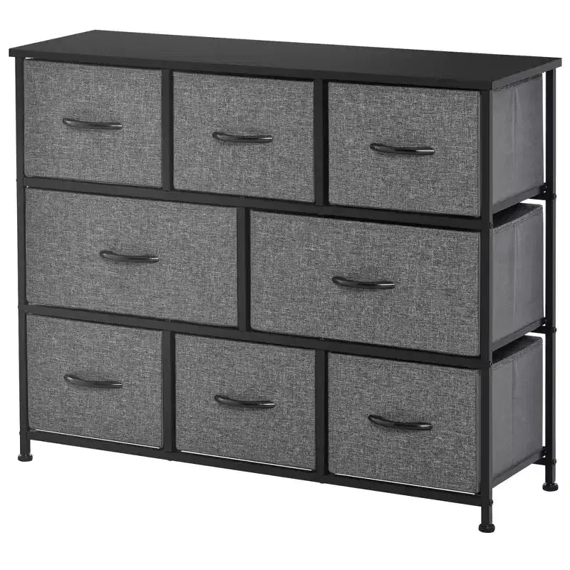 Commode à 8 tiroirs, Tour de rangement à 3 niveaux en tissu, Unité d'organisation de tour de rangement