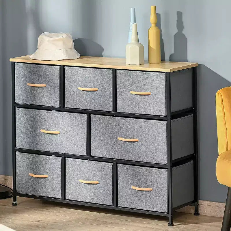 Commode à 8 tiroirs, Tour de rangement à 3 niveaux en tissu, Unité d'organisation de tour de rangement