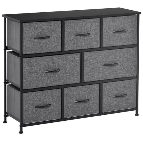 HOMCOM 8-Drawer Dresser, 3-Tier Fabric Chest of Drawers, Storage Tower Organizer Unit with Steel Frame for Bedroom, Hallway