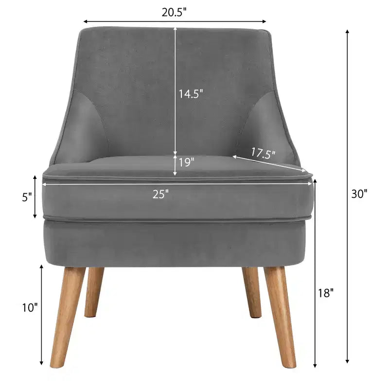 Fauteuils d'appoint en velours, fauteuil simple avec pieds en bois d'hévéa rose/vert/gris