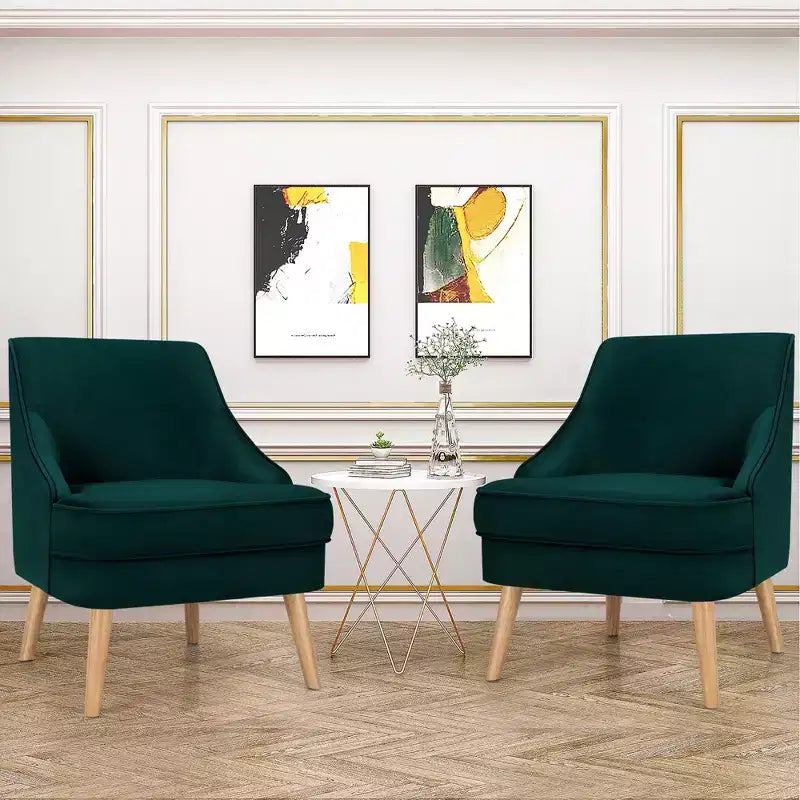 Fauteuils d'appoint en velours, fauteuil simple avec pieds en bois d'hévéa rose/vert/gris