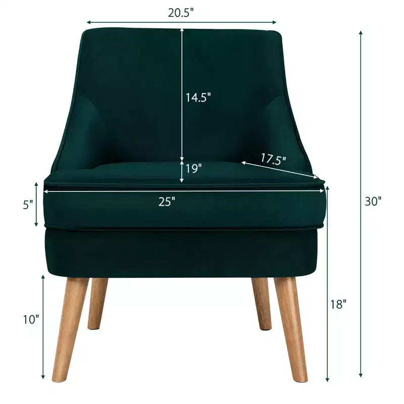 Fauteuils d'appoint en velours, fauteuil simple avec pieds en bois d'hévéa rose/vert/gris