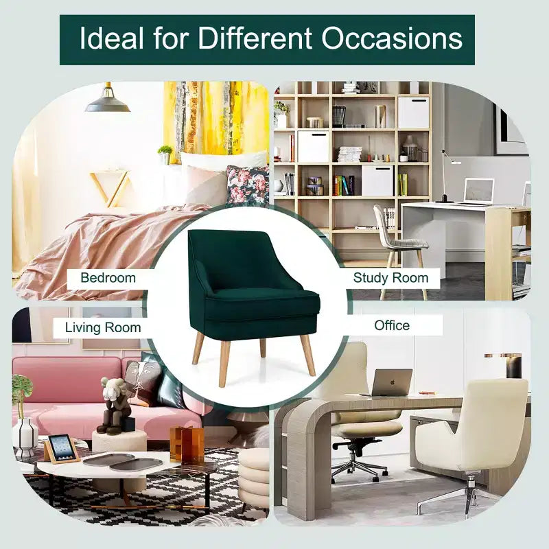 Fauteuils d'appoint en velours, fauteuil simple avec pieds en bois d'hévéa rose/vert/gris