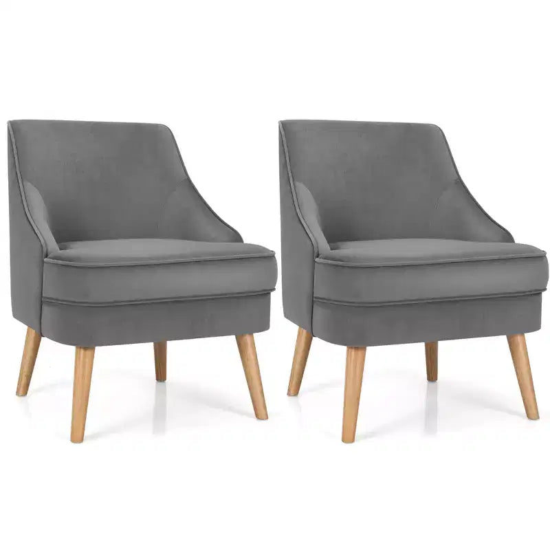 Fauteuils d'appoint en velours, fauteuil simple avec pieds en bois d'hévéa rose/vert/gris