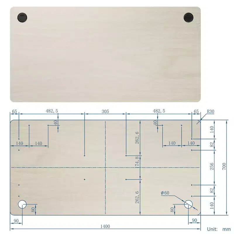 Plateau universel pour cadre de bureau standard et assis-debout Naturel