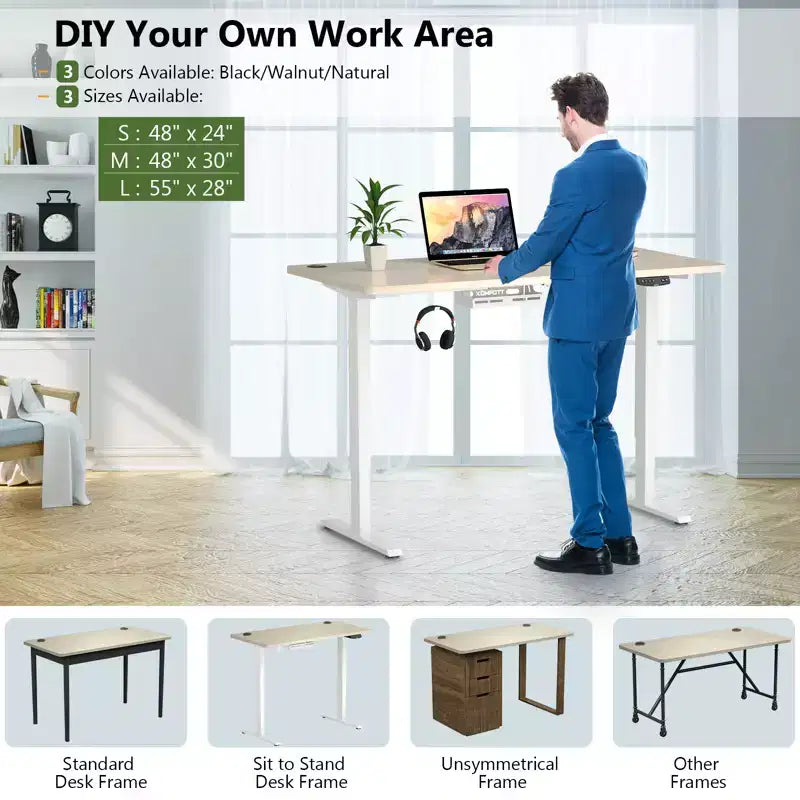 Plateau universel pour cadre de bureau standard et assis-debout Naturel
