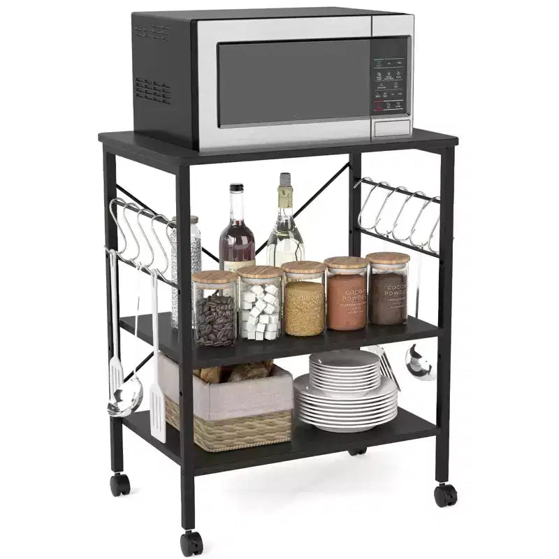 Costway 3-Tier Kitchen Baker's Rack Microwave Oven Storage Cart w/ Hook