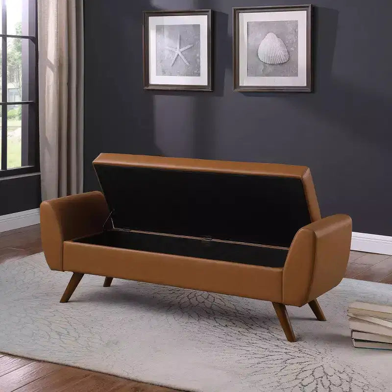 Banc de rangement moderne avec pieds en bois