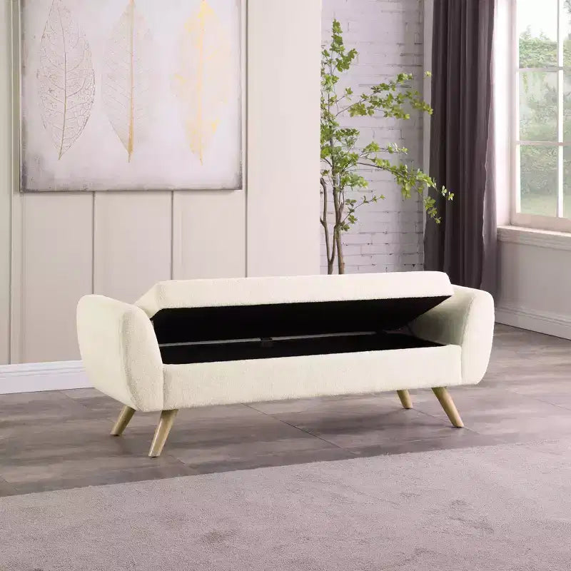 Banc de rangement moderne avec pieds en bois