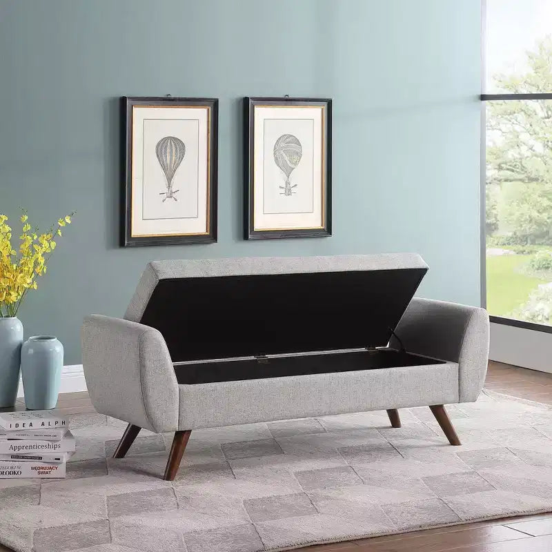 Banc de rangement moderne avec pieds en bois