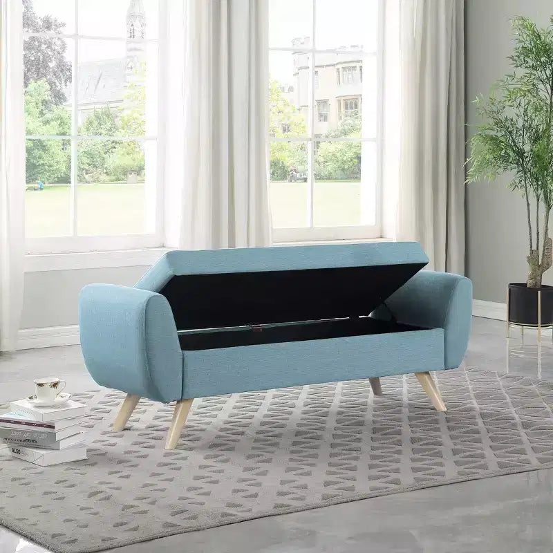 Banc de rangement moderne avec pieds en bois