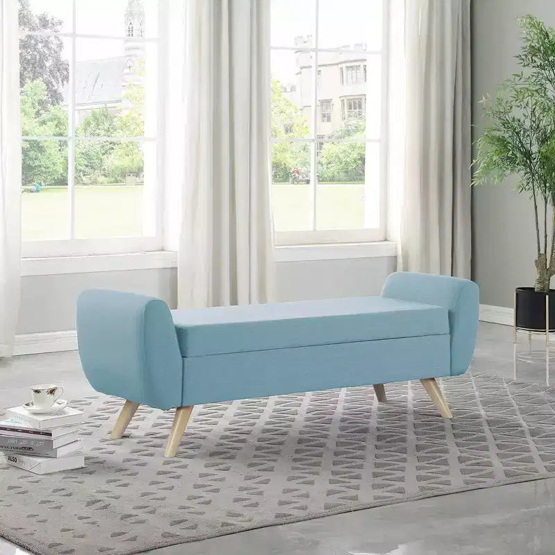 Banc de rangement moderne avec pieds en bois