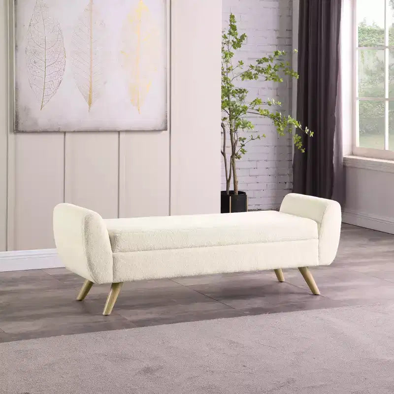 Banc de rangement moderne avec pieds en bois