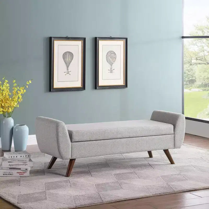 Banc de rangement moderne avec pieds en bois