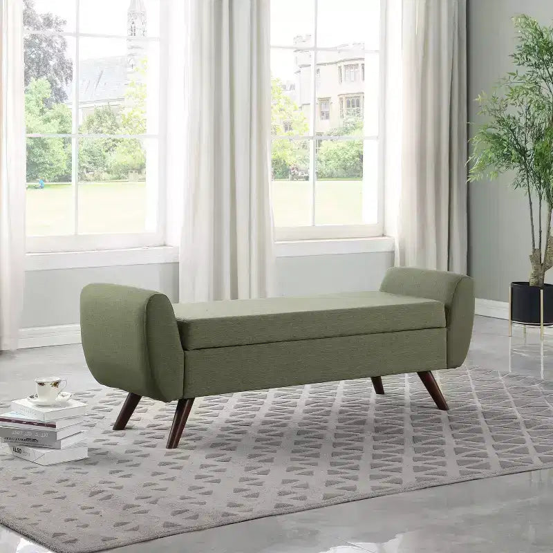 Banc de rangement moderne avec pieds en bois